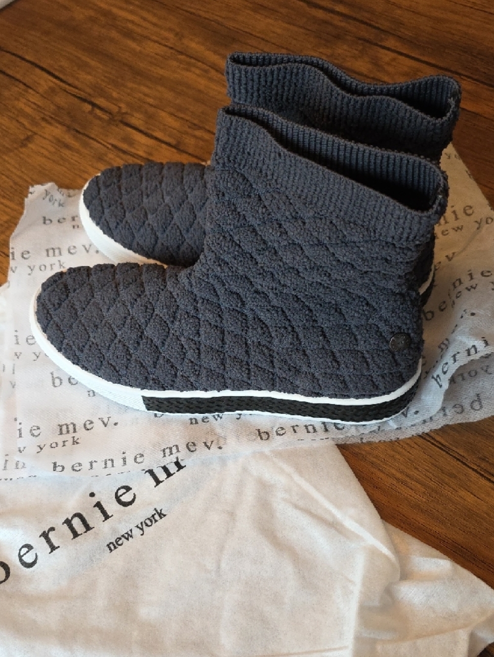 bernie mev. Quilted Knit Slip-On Sneakers in Charcoal Gray - Picture 4 of 5
